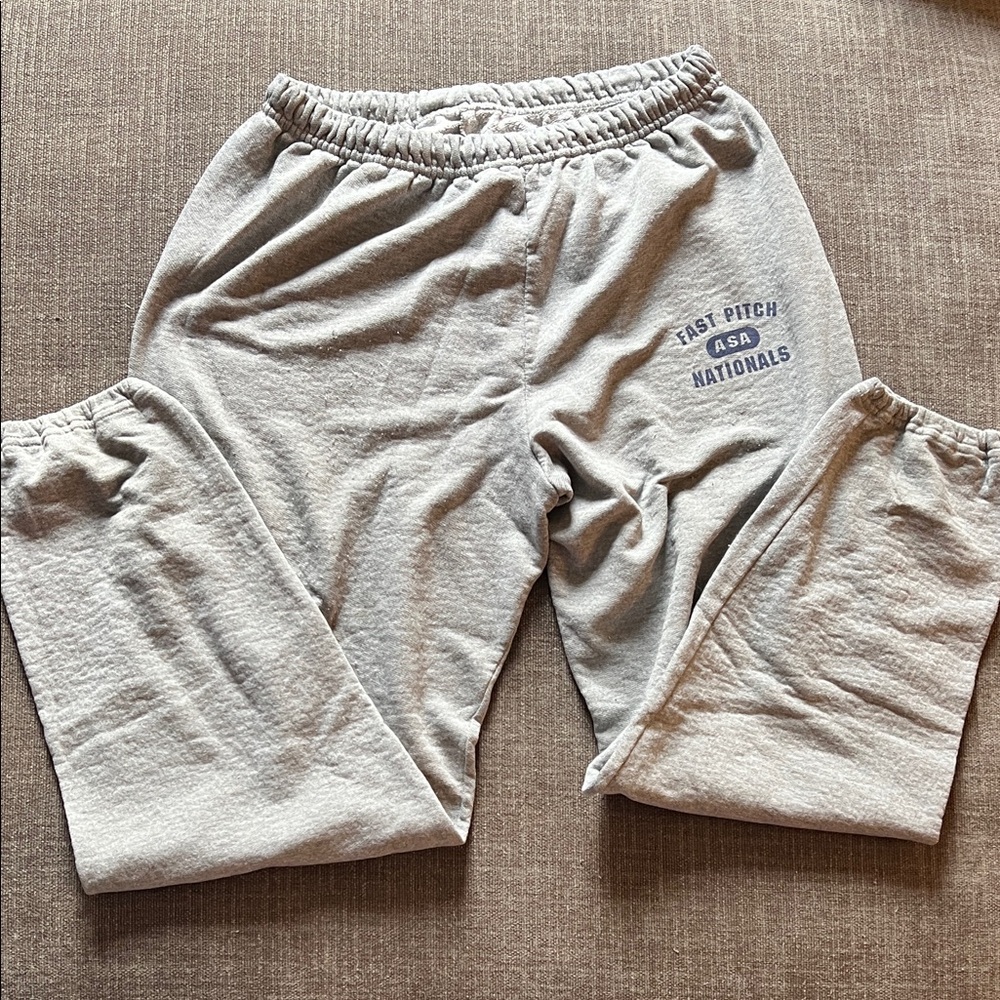 Jerzees Gray Sweatpants with Blue Logo